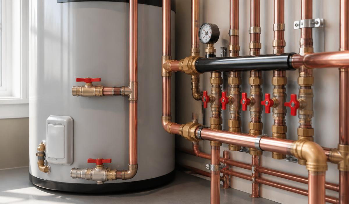 Professional copper pipe plumbing installation
